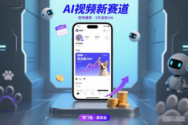 AI视频新赛道，宠物播客仅注册5天涨粉2W，收益非常可观-南友云赚