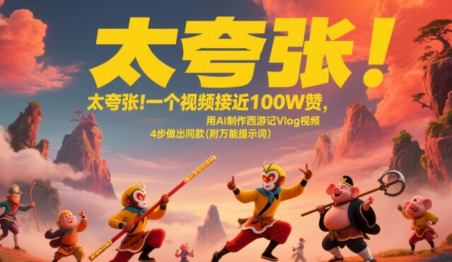 太夸张！一个视频接近100W赞，用AI制作西游记Vlog视频，全流程拆解来了(附万能提示词)-南友云赚