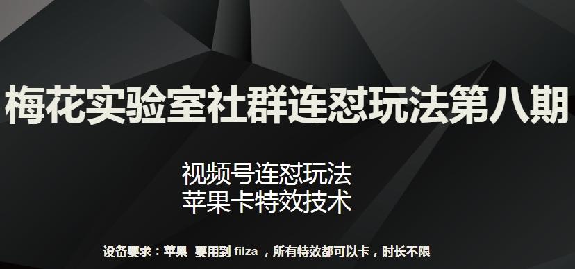 梅花实验室社群连怼玩法第八期，视频号连怼玩法 苹果卡特效技术【揭秘】-南友云赚