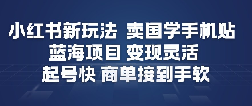 小红书新玩法，卖国学手机贴，蓝海项目，变现灵活，起号快，商单接到手软-南友云赚