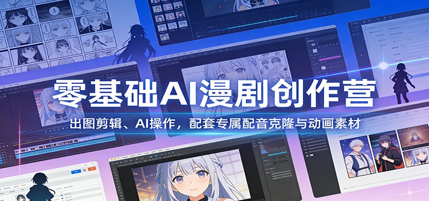 零基础AI漫剧创作营：出图剪辑、AI操作，配套专属配音克隆与动画素材-南友云赚