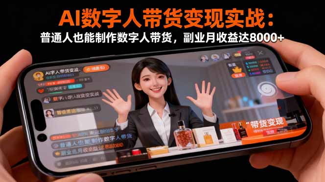 6bd1318f80148fb4dede203f5eb1a1e6.jpeg AI数字人带货变现实战:普通人也能制作数字人带货,副业月收益达8000+