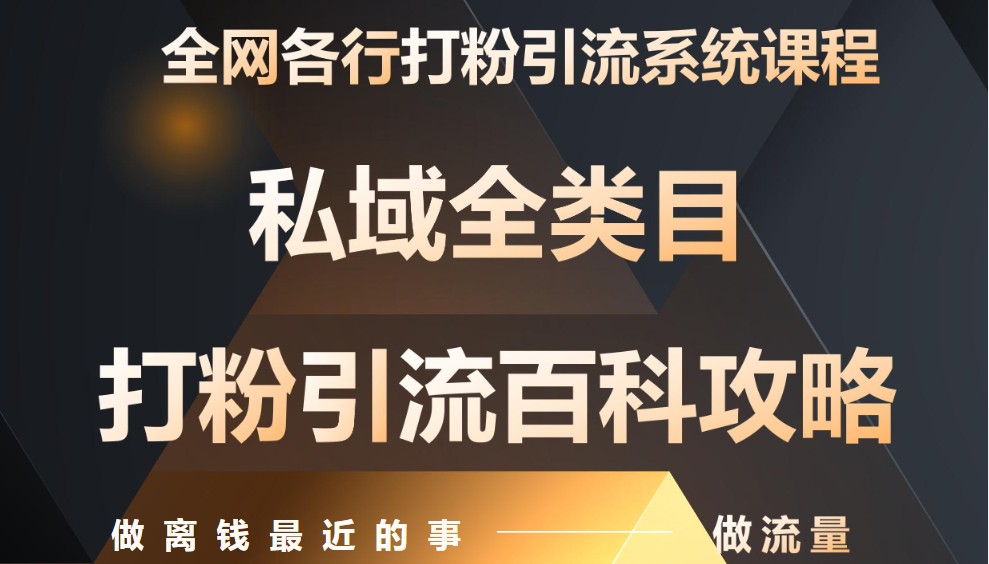 月入9万：全网唯一私域打粉引流神课，零基础手把手带你引流变现-南友云赚