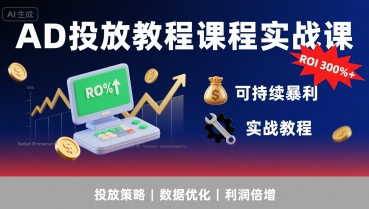 AD投放教程课程实战课，实现广告ROI300%+可持续暴利-南友云赚