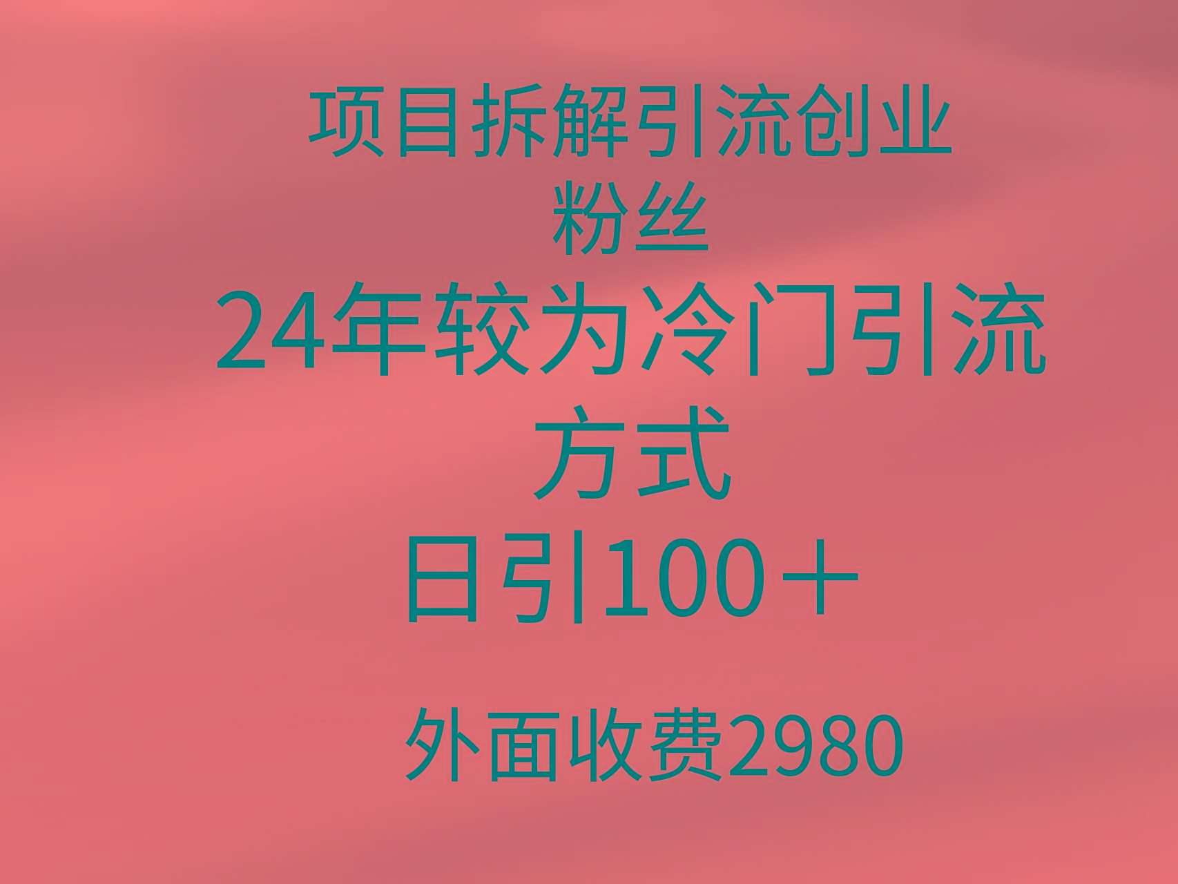 (9489期)项目拆解引流创业粉丝，24年较冷门引流方式，轻松日引100＋-南友云赚