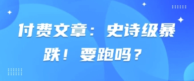 付费文章：史诗级暴跌！要跑吗？-南友云赚