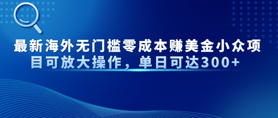 最新海外无门槛零成本赚美金小众项目可放大操作，单日可达300+-南友云赚