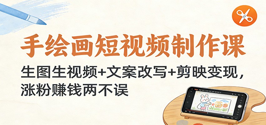 手绘画短视频制作课：生图生视频+文案改写+剪映变现，涨粉赚钱两不误-南友云赚