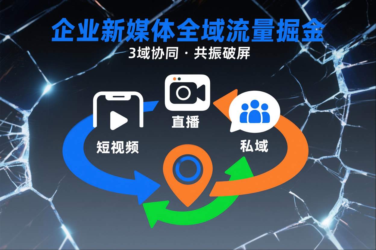 短视频全域商业模式，企业新媒体全域流量掘金，3域协同，共振破屏，短视频-直播-私域-地域-南友云赚