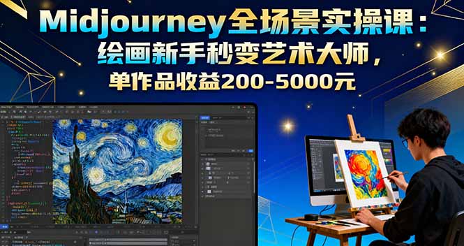 Midjourney全场景实操课：绘画新手秒变艺术大师，单作品收益200-5000元-南友云赚