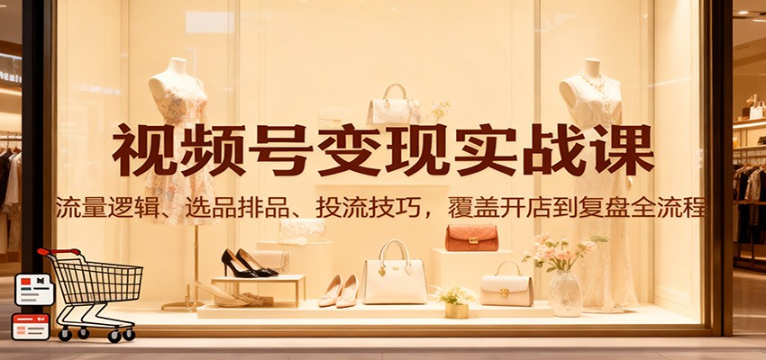 视频号变现实战课：流量逻辑、选品排品、投流技巧，覆盖开店到复盘全流程-南友云赚