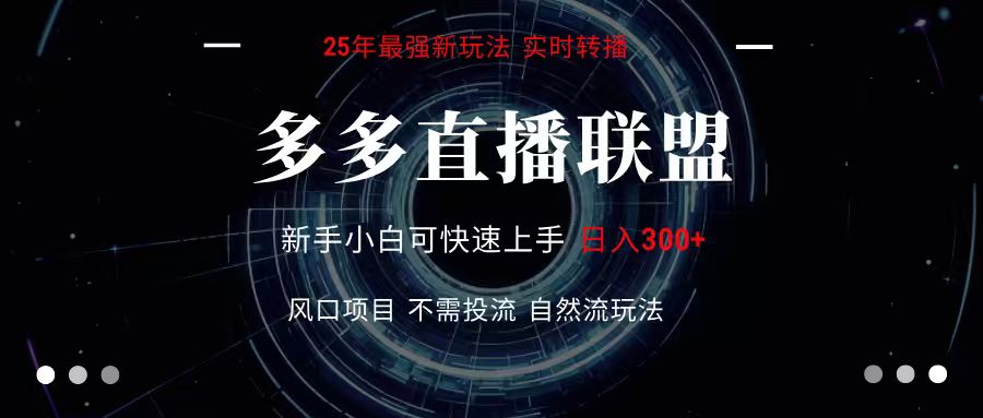 多多直播联盟 全新玩法 单机单日变现300+不要求电脑配置 玩法简单暴力-南友云赚