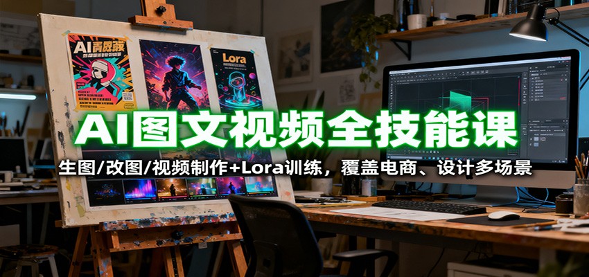 AI图文视频全技能课：生图/改图/视频制作+Lora训练，覆盖电商 、设计多场景-南友云赚