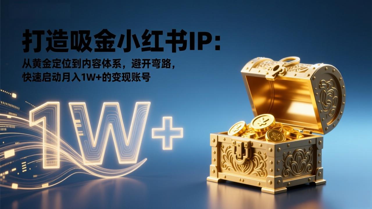 打造吸金小红书IP：从黄金定位到内容体系，避开弯路，快速启动月入1W+的变现账号-南友云赚