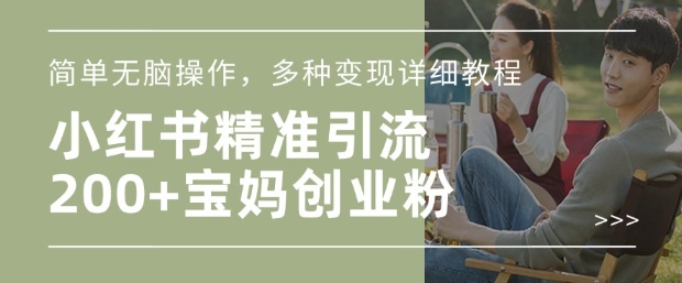 小红书混剪日引200+宝妈创业粉，简单无脑操作，多种变现详细教程-南友云赚