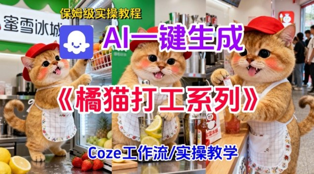 Coze扣子工作流一键生成胖橘猫打工短视频，保姆级实操搭建教学-南友云赚