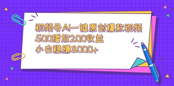 视频号AI一键原创爆款视频，500播放200收益，小白稳赚8000+-南友云赚