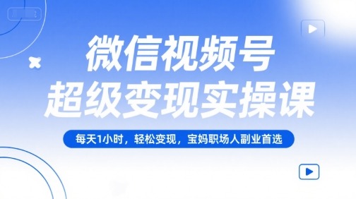 微信视频号超级变现实操课，每天1小时，轻松变现，宝妈职场人副业首选-南友云赚