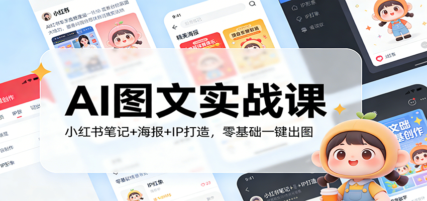 AI图文实战课：小红书笔记+海报+IP打造，零基础一键出图-南友云赚