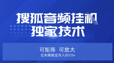 7865645a6476d84c50196d9edb6371bf.jpeg 【搜狐音频挂G】独家技术,可矩阵可放大,红利期稳定月入8k【揭秘】