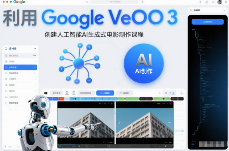 利l用Google Veo 3创建人工智能AI生成式电影制作课程，使用人工智能的力量创建令人惊叹的视频-南友云赚