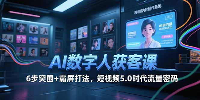 7891520d1976bbef71c786d2fa37cb42.jpeg AI数字人获客课,6步突围+霸屏打法,短视频5.0时代流量密码