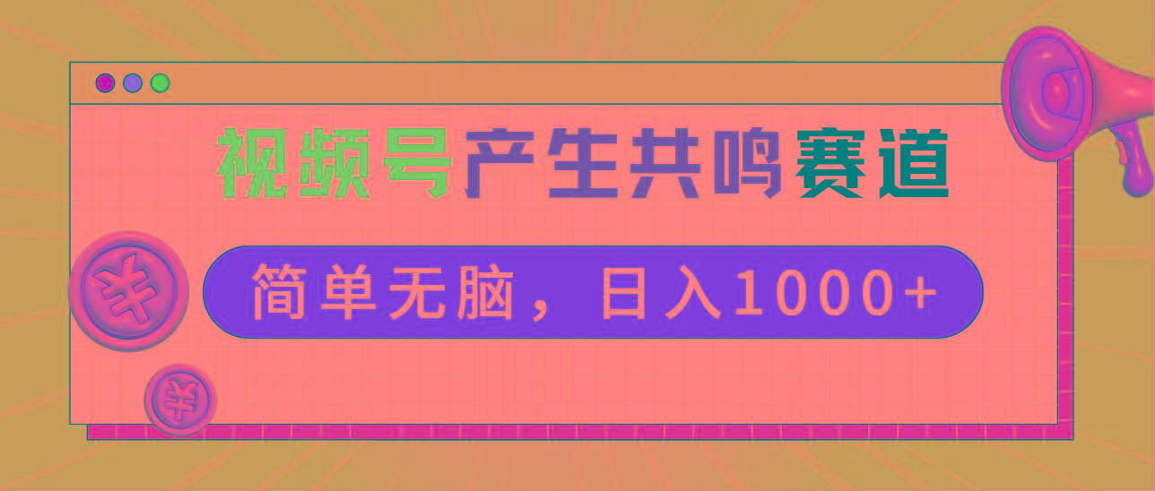 2024年视频号，产生共鸣赛道，简单无脑，一分钟一条视频，日入1000+-南友云赚