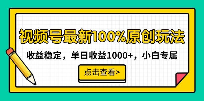 视频号最新100%原创玩法，收益稳定，单日收益1000+，小白专属-南友云赚