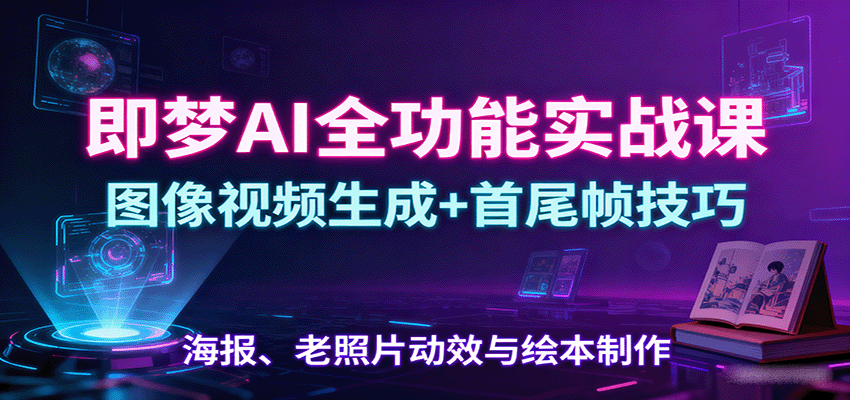 即梦AI全功能实战课：图像视频生成+首尾帧技巧，海报、老照片动效与绘本制作-南友云赚