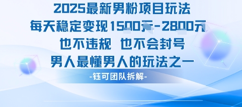 2025最新男粉项目玩法每天变现1k+也不违规也不会封号男人最懂男人的玩法-南友云赚