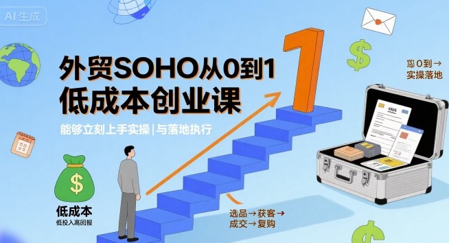 外贸SOHO从0到1低成本创业课，能够立刻上手实操与落地执行-南友云赚