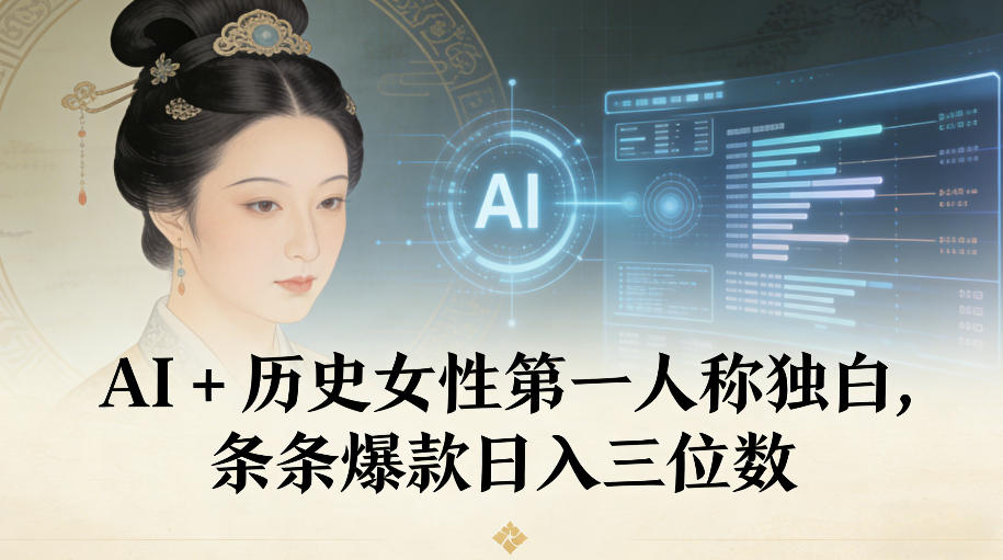 AI+历史女性第一人称独白，条条爆款日入三位数-南友云赚