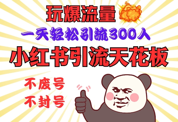 小红书引流天花板，玩爆流量，一天轻松引流300人，安全操作-南友云赚
