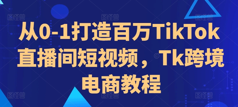 从0-1打造百万TikTok直播间短视频，Tk跨境电商教程-南友云赚
