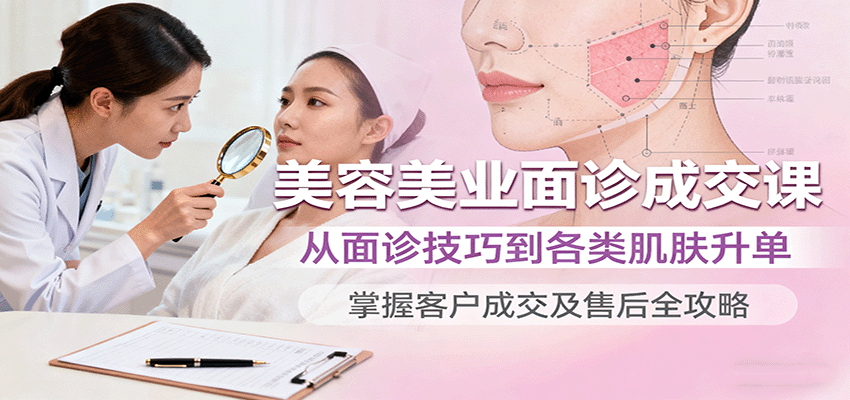 美容美业面诊成交课，从面诊技巧到各类肌肤升单，掌握客户成交及售后全攻略-南友云赚
