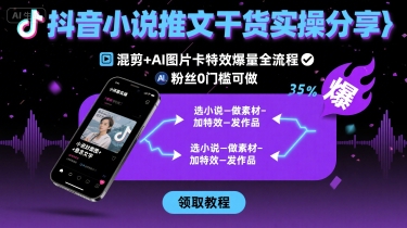 抖音小说推文干货实操分享，混剪+AI图片卡特效爆量全流程，0粉丝0门槛可做-南友云赚
