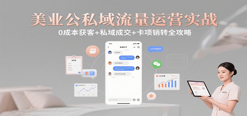 美业公私域流量运营实战：0成本获客+私域成交+卡项销转全攻略-南友云赚
