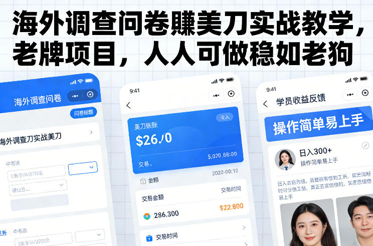 海外调查问卷賺美刀实战教学，老牌项目，人人可做稳如老狗-南友云赚