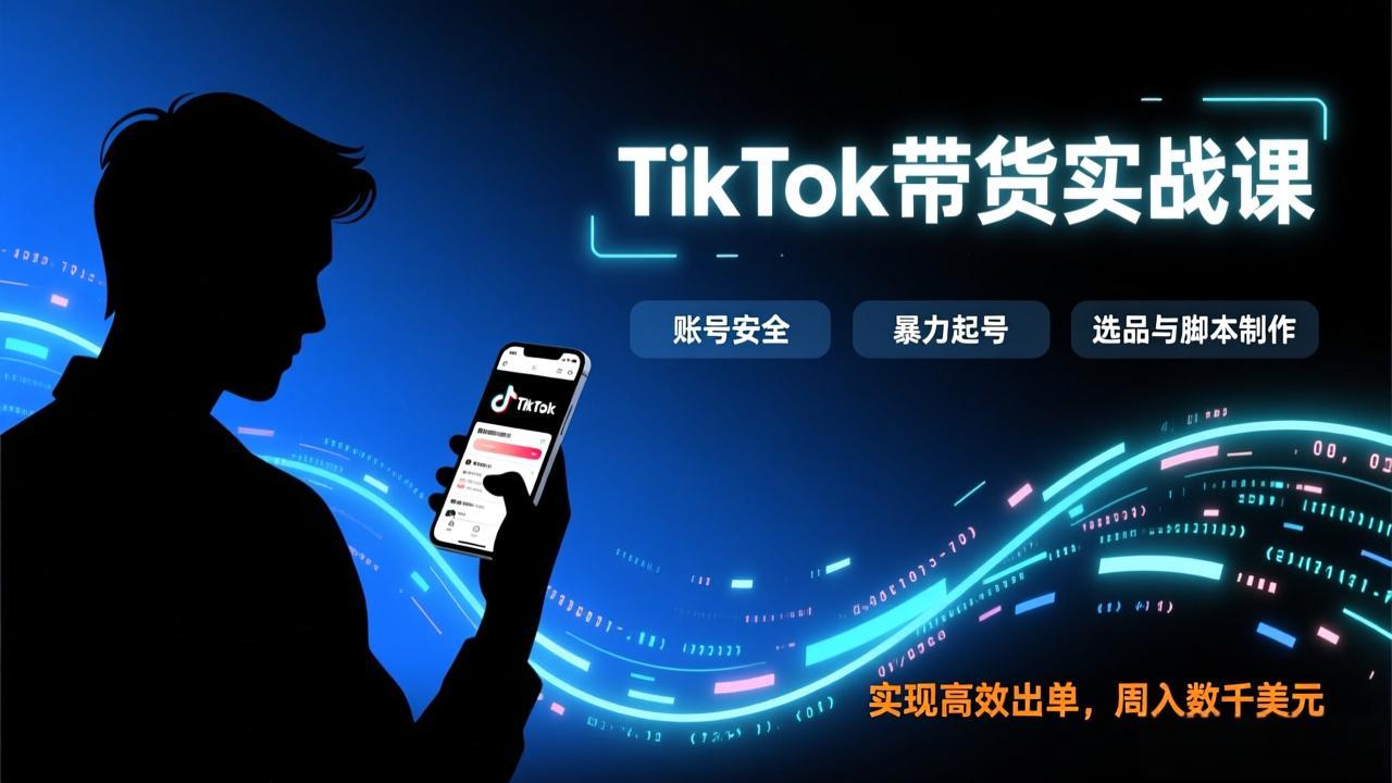 TikTok带货实战课，涵盖账号安全、暴力起号、选品与脚本制作，实现高效出单，周入数千美元-南友云赚