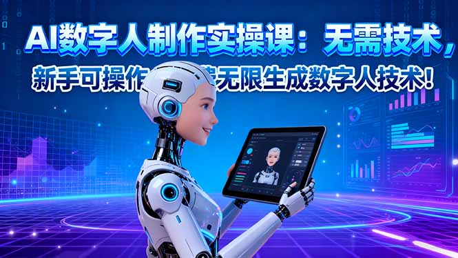 AI数字人制作实操课：无需技术，新手可操作，免费无限生成数字人技术！-南友云赚