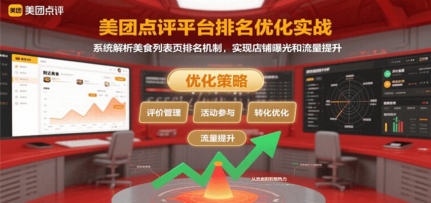 美团点评平台排名优化实战，系统解析美食列表页排名机制，实现店铺曝光和流量提升-南友云赚