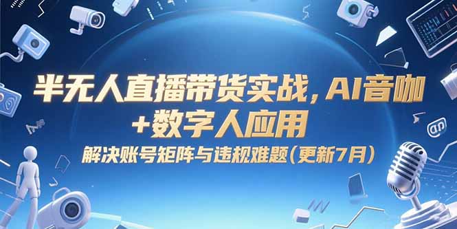 85ba88edc8892e7c0dcbf3f3ed570831.jpeg 半无人直播带货实战,AI音咖+数字人应用 解决账号矩阵与违规难题(更新7月