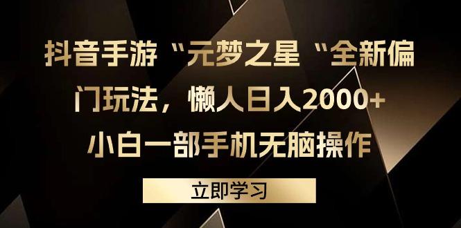 (9456期)抖音手游“元梦之星“全新偏门玩法，懒人日入2000+，小白一部手机无脑操作-南友云赚
