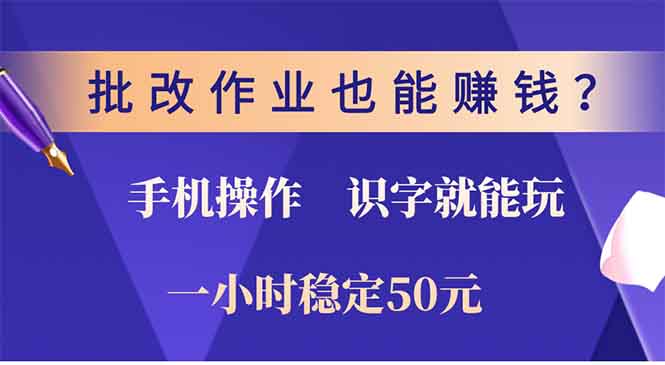 批改作业也能赚钱？0门槛手机项目，识字就能玩！一小时50元！-南友云赚