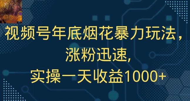 视频号年底烟花暴力玩法，涨粉迅速,实操一天收益1000+-南友云赚