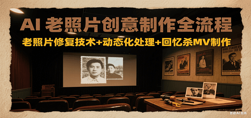 AI老照片创意制作全流程：老照片修复技术+动态化处理+回忆杀MV制作-南友云赚