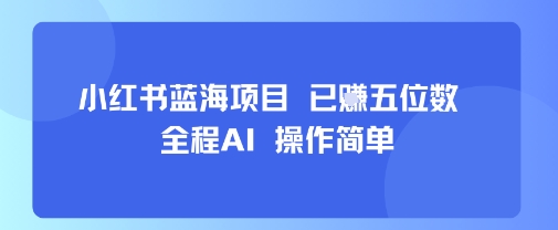 小红书蓝海项目，全程AI，操作简单，已挣五位数-南友云赚