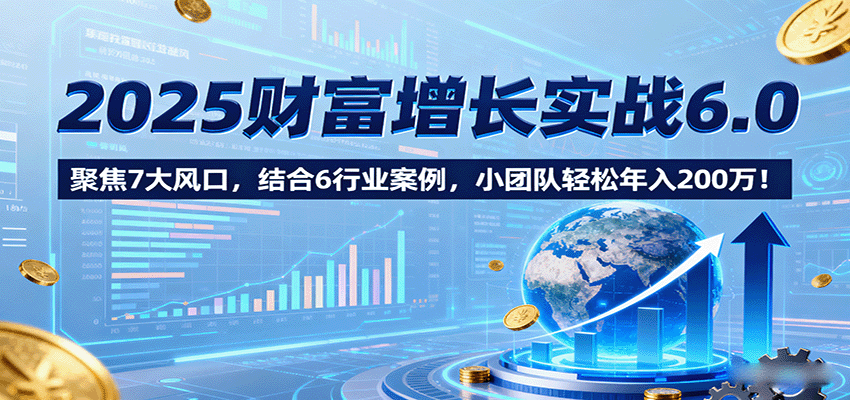 2025财富增长实战6.0，聚焦7大风口，结合6行业案例，小团队轻松年入200万！-南友云赚