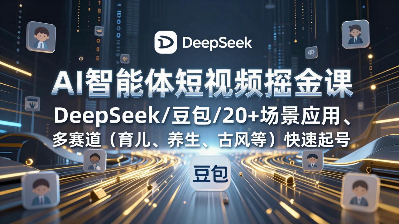 AI智能体短视频掘金课，DeepSeek/豆包/20+场景应用、多赛道(育儿、养生、古风等-南友云赚