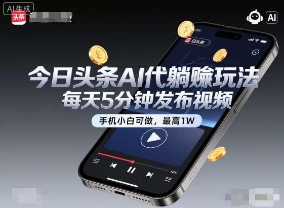 8ca421baa7a9acf7153956405a1b3bb6.jpeg 今日头条AI代躺賺玩法,每天5分钟发布视频,手机小白可做,最高1W+【揭秘】